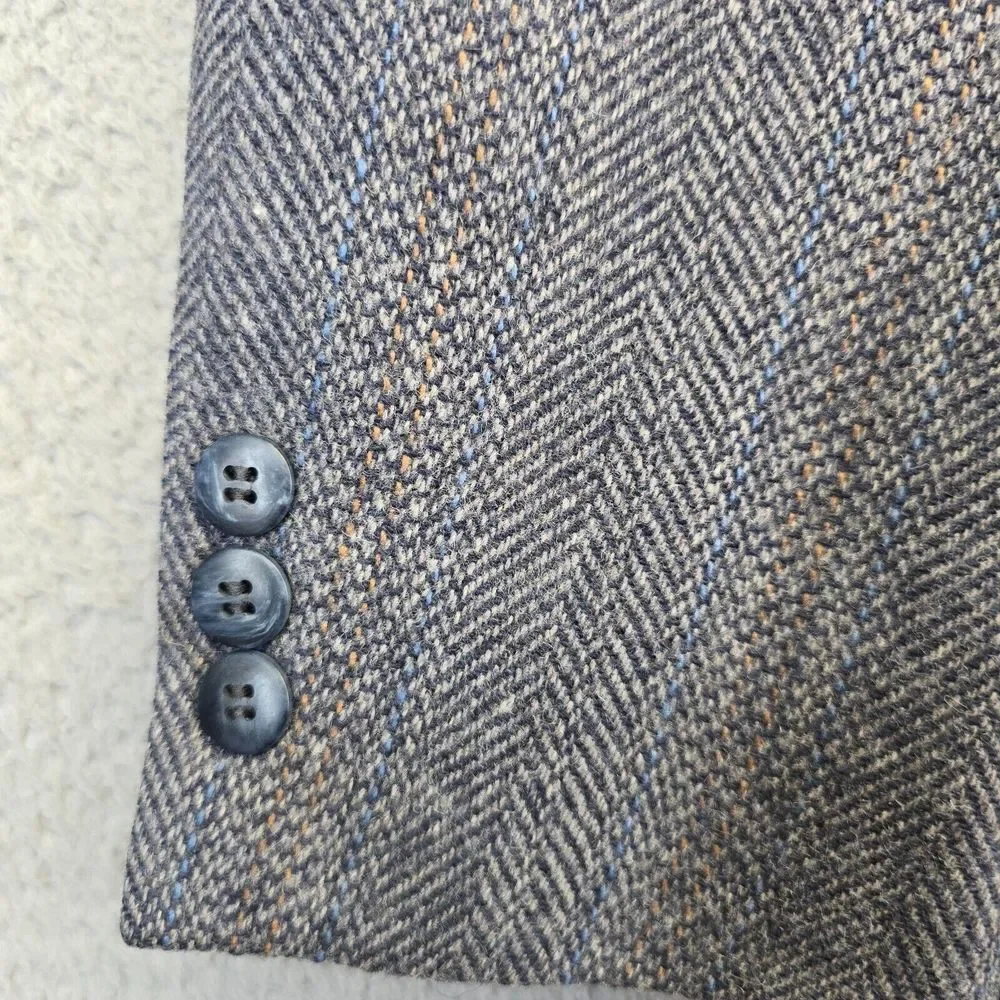Bernhard Altman‎ Sports Coat Mens 44 Gray Wool Tweed Herringbone Blazer Jacket